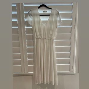 White V-Neck Dress with cinched waist